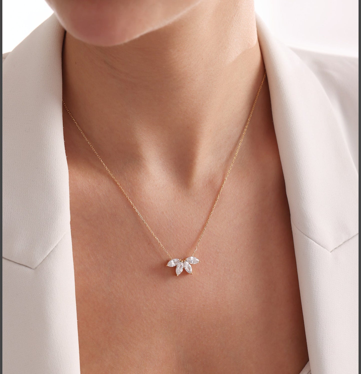 Colar de Cristal Marquise em Prata 925