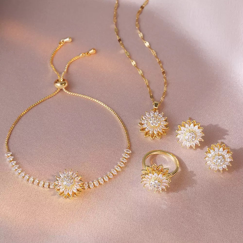 Sunflower Mood Jewelry Set – Rotatable Design