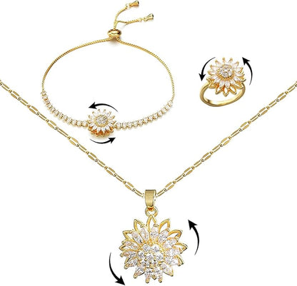 Sunflower Mood Jewelry Set – Rotatable Design
