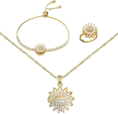 Sunflower Mood Jewelry Set – Rotatable Design